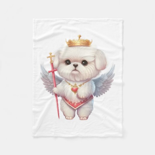 Couverture Polaire Angel Maltese Chiot, Maltes amoureux de les chiens (Devant)