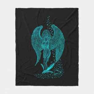 Couverture Polaire Angel perdu en amour, noir et vert Design