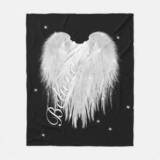 Couverture Polaire ANGEL WINGS 'Believe' Coeur Black Starry (Devant)