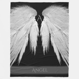 Couverture Polaire ANGEL WINGS Nom du monogramme Noir