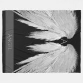 Couverture Polaire ANGEL WINGS Nom du monogramme Noir (Devant (Horizontal))
