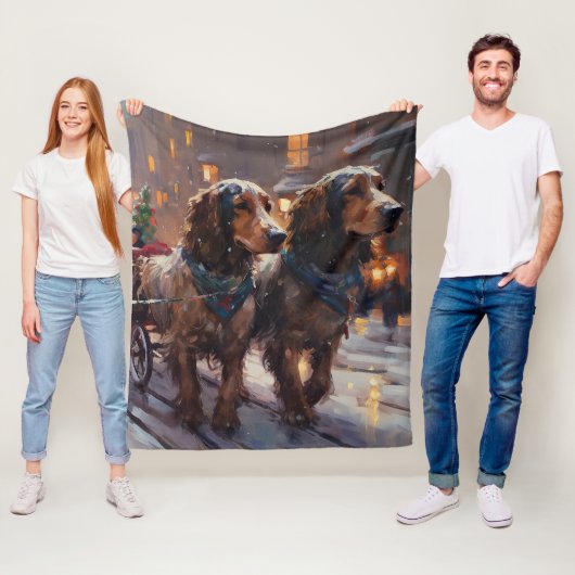 Couverture Polaire Anglais Cocker Spaniel Noël Festin Saison (En situation)