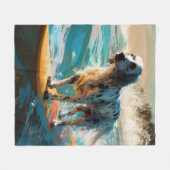 Couverture Polaire Anglais Setter Beach Surfing Painting (Devant (Horizontal))