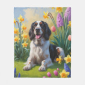 Couverture Polaire Anglais Setter Chien Fleurs de printemps Peinture (Devant)