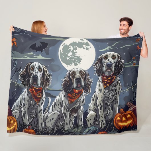 Couverture Polaire Anglais Setter Halloween Éffrayant (En situation)