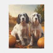 Couverture Polaire Anglais Setter Puppy Automne Citrouille de plaisir (Devant)
