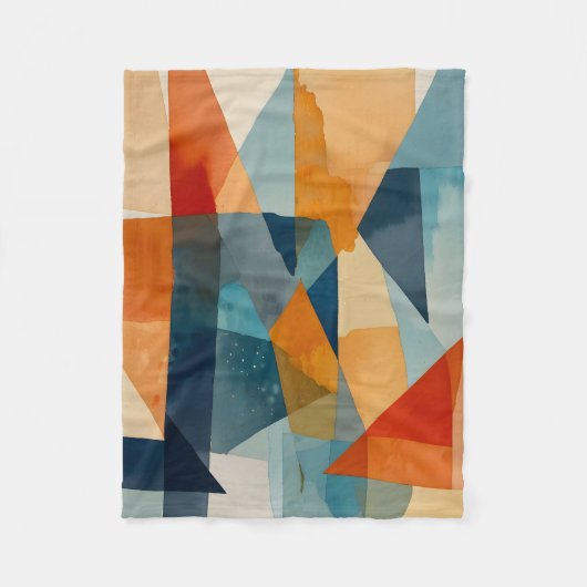 Couverture Polaire Angles Abstraits de bleu et d'orange (Devant)