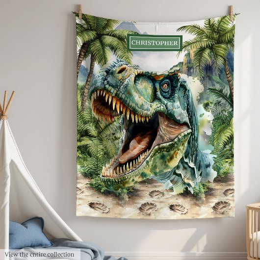 Couverture Polaire Angry Dinosaur Blanket Nom personnalisé pour garço