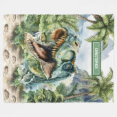 Couverture Polaire Angry Dinosaur Blanket Nom personnalisé pour garço (Devant (Horizontal))