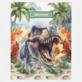 Couverture Polaire Angry Tyrannosaurus Dinosaur Blanket Personnalisé (Devant)