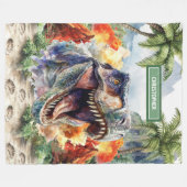 Couverture Polaire Angry Tyrannosaurus Dinosaur Blanket Personnalisé (Devant (Horizontal))