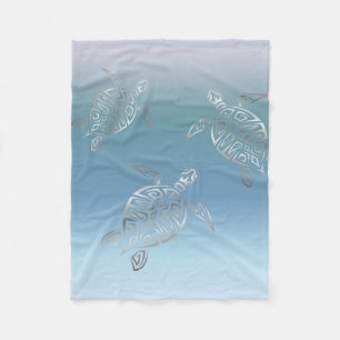 Couverture Polaire Animal bleu argenté de gradient de tortues de mer