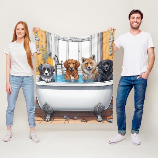 Couverture Polaire Animaux amusants dans le bain (En situation)