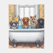 Couverture Polaire Animaux amusants dans le bain (Devant)