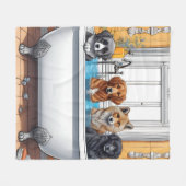 Couverture Polaire Animaux amusants dans le bain (Devant (Horizontal))