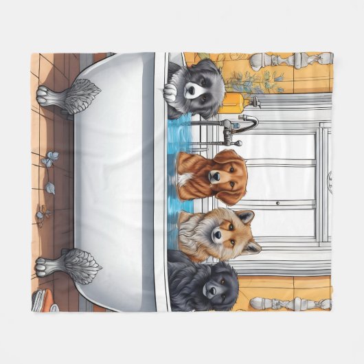 Couverture Polaire Animaux amusants dans le bain (Devant (Horizontal))