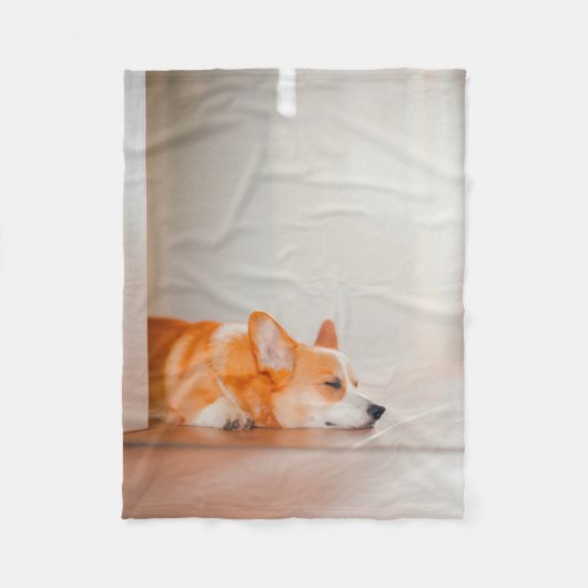 Couverture Polaire Animaux de bébés cutest | Corgi Sleeping (Devant)
