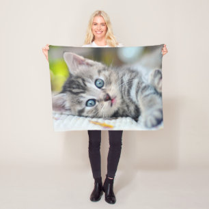 Couverture Polaire Animaux de bébés cutest Kitten aux yeux bleus