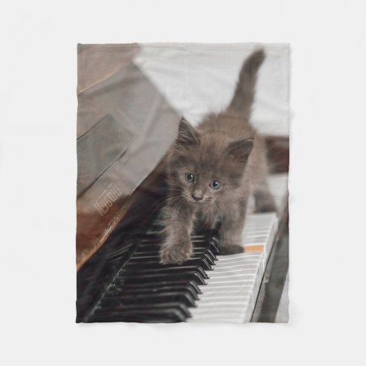 Couverture Polaire Animaux de bébés cutest | Kitten sur piano (Devant)