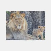 Couverture Polaire Animaux de bébés cutest | Lion Dad & Cub (Devant (Horizontal))