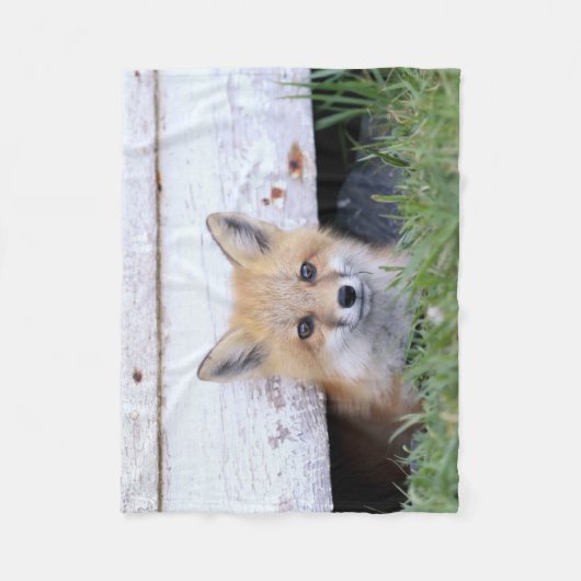 Couverture Polaire Animaux de bébés cutest | Red Fox Kit Peeking (Devant)