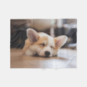 Couverture Polaire Animaux de bébés cutest | Sleepy Corgi (Devant (Horizontal))