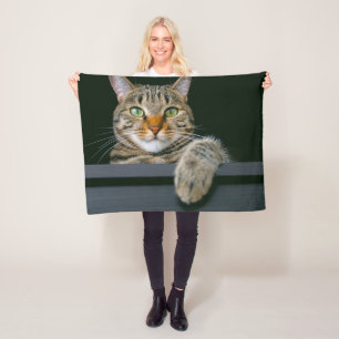 Couverture Polaire Animaux de bébés cutest   Tête de chat gris Tabby
