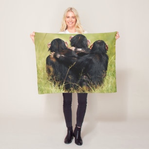 Couverture Polaire Animaux de bébés cutest Trois chimpanzés en trai