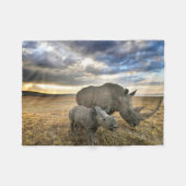 Couverture Polaire Animaux de bébés cutest | White Rhino & Calf (Devant (Horizontal))