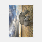 Couverture Polaire Animaux de bébés cutest | White Rhino & Calf (Devant)