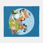 Couverture Polaire Animaux de bois amusant Courir Fox & Badger Cartoo (Devant (Horizontal))