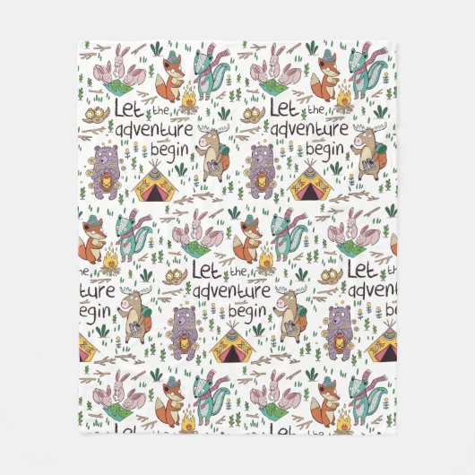 Couverture Polaire Animaux de camping adorables (Devant)