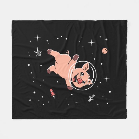 Couverture Polaire Animaux De Cochon Dans L'Espace (Devant (Horizontal))