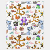 Couverture Polaire Animaux de dessin coloré (Devant)