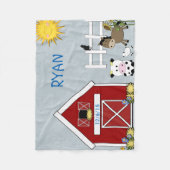 Couverture Polaire Animaux de ferme, Cheval, Vache, Agneau (Devant)