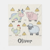 Couverture Polaire Animaux de ferme mignons en patchwork (Devant)