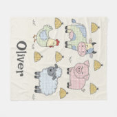 Couverture Polaire Animaux de ferme mignons en patchwork (Devant (Horizontal))