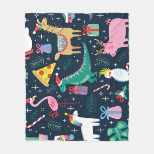 Couverture Polaire Animaux De Noël, Design Sans Fil.
