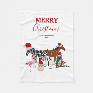 Couverture Polaire Animaux de Noël mignons et amusants Chapeaux de No
