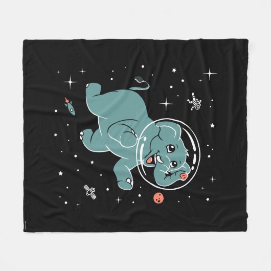 Couverture Polaire Animaux éléphants dans l'espace (Devant (Horizontal))