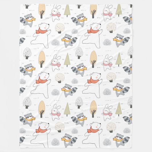 Couverture Polaire Animaux forestiers adorables (Devant)