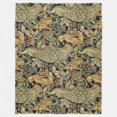 COUVERTURE POLAIRE ANIMAUX FORESTIERS, FOX, PEACOCK, LIT EN FLORAL VE (Devant)