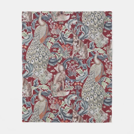 Couverture Polaire Animaux forestiers, William Morris (Devant)
