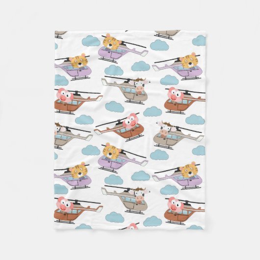 Couverture Polaire Animaux mignons En Motif Hélicoptère (Devant)