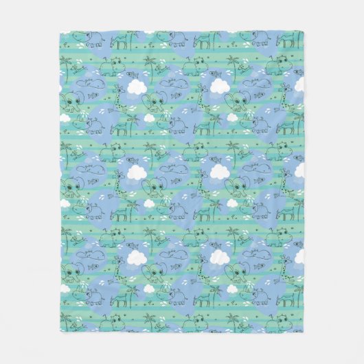 Couverture Polaire Animaux mignons jouant avec de l'eau 3 (Devant)