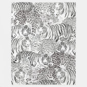 Couverture Polaire Animaux modernes de tigres léopards noirs blancs (Devant)