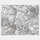 Couverture Polaire Animaux modernes de tigres léopards noirs blancs (Devant (Horizontal))