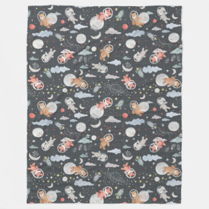 Couverture Polaire Animaux spatiaux - texture bleu acier foncé