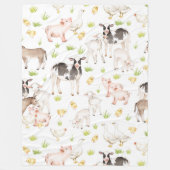 Couverture Polaire Animaux tirés par la main d'aquarelle à la ferme (Devant)