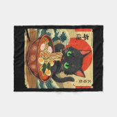 Couverture Polaire Anime Cat Eating Ramen Japanese Art Graphic Cat Cu (Devant (Horizontal))
